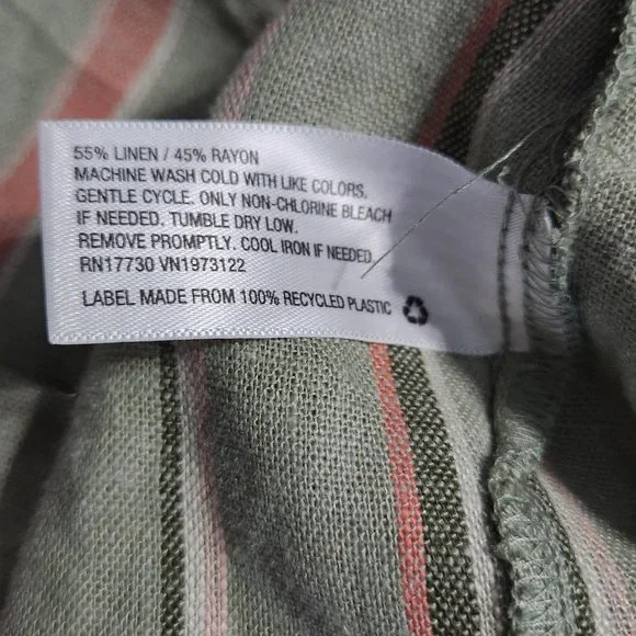 Women's Easy Linen Tank Dress - A New Day™ Green Striped XXL w/ pockets! nwt - Picture 6 of 7